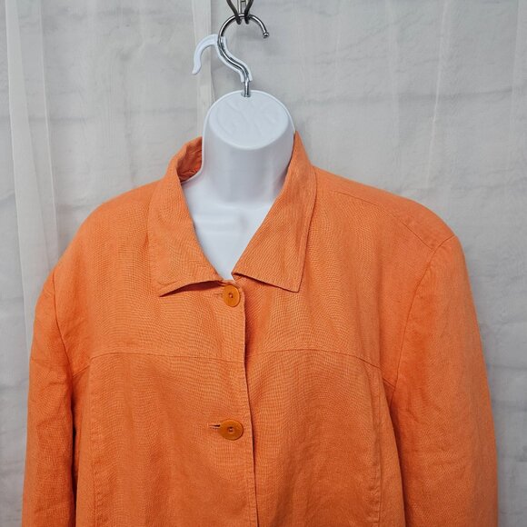 Vintage Talbots Orange Irish Linen Jacket Preppy Minimalist 22W - Picture 2 of 13